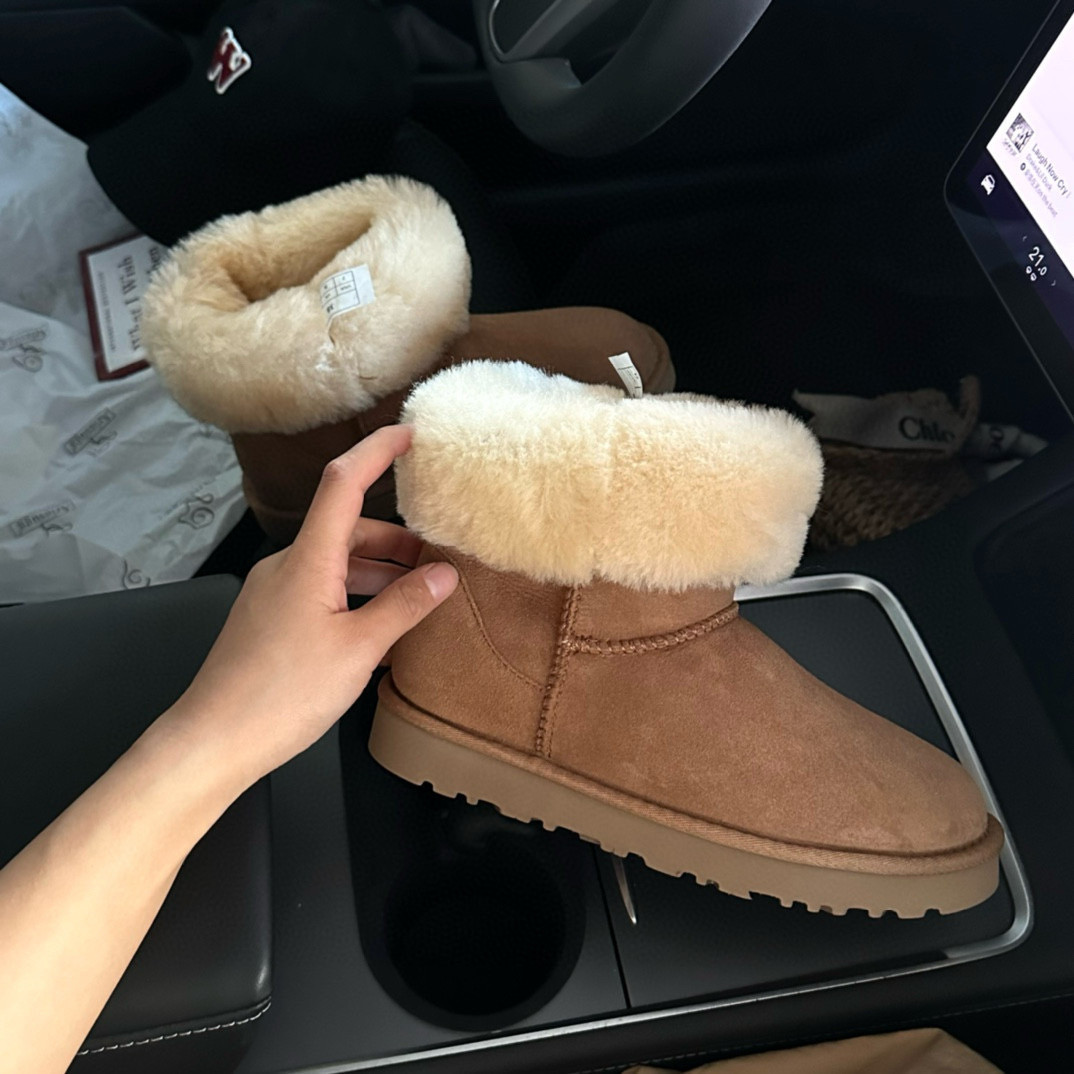 秋冬保暖桑坡雪地靴羊皮毛一体平时尚雪地靴