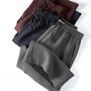 高品质天丝羊毛混纺斜纹毛呢立体剪裁七八分休闲阔腿中裤 女秋冬