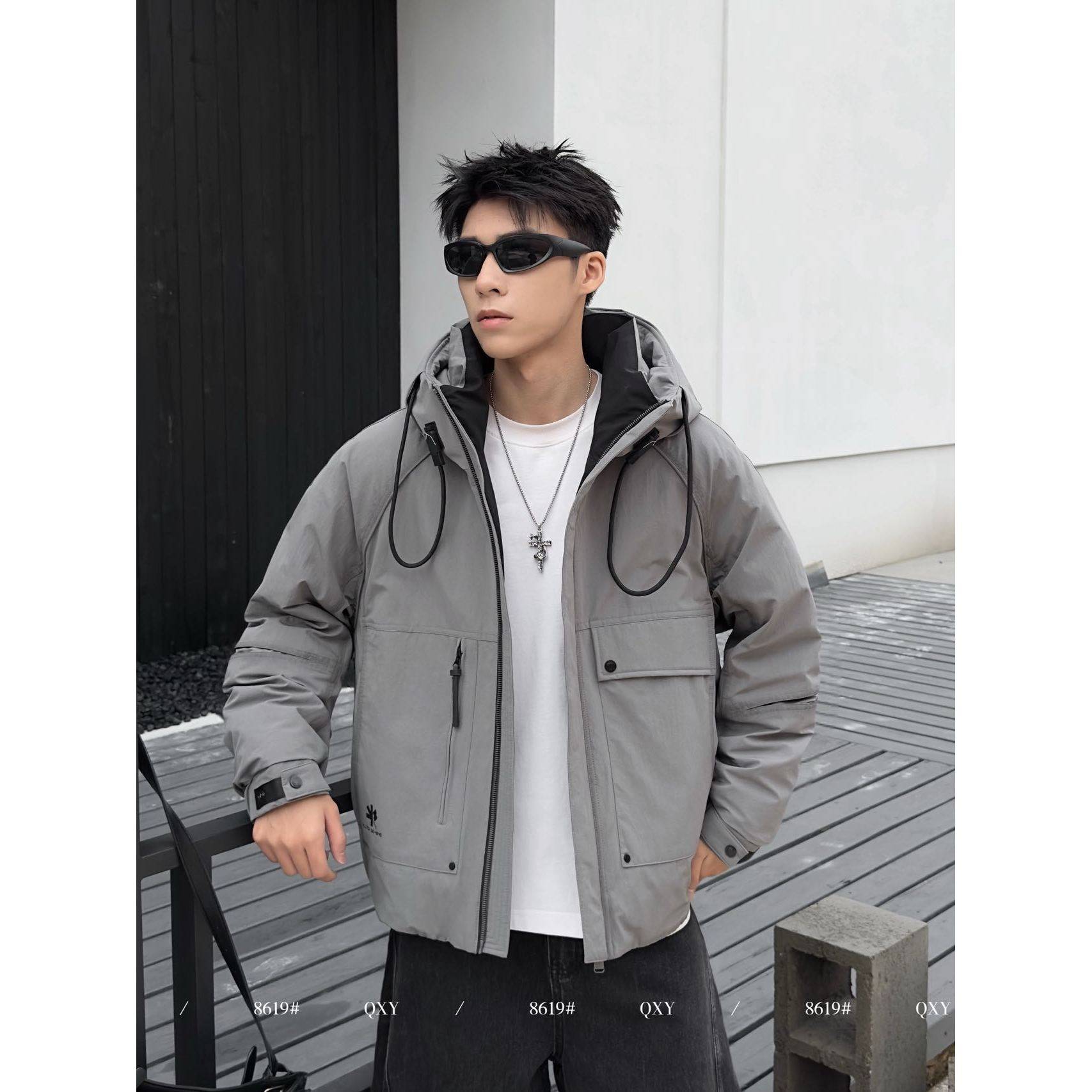 【丽丽姐专享】冬季男士连帽情侣款羽绒服8619