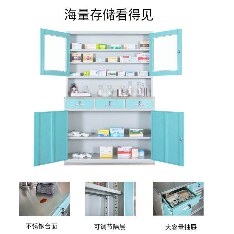 西药柜诊所医用不锈钢无菌器械柜治疗室处置台口腔医院药品配药柜