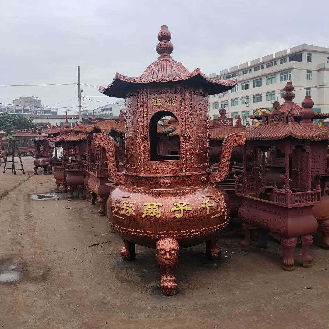 烧纸炉铸铁化宝炉钱炉元宝金炉特大型带盖子铸铁炉圆形室外铜香炉