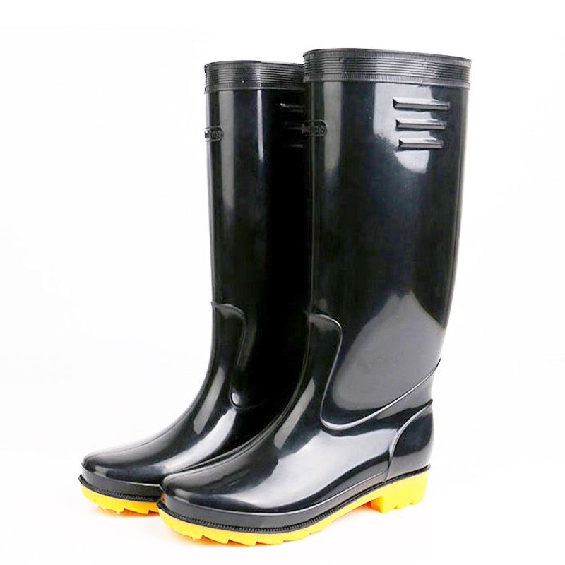 耐酸碱高帮雨鞋男黑色中高筒牛筋防滑耐磨工地三防劳保工作防化靴