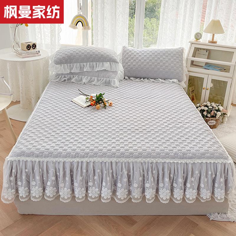 纯色A类夹棉床裙短边高级