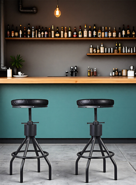工业风复古酒吧椅创意家用升降旋转餐椅咖啡厅奶茶店靠背高脚吧椅