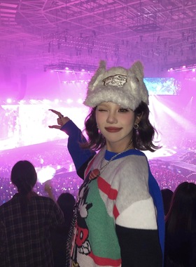 暴走日记~Y3K别碰我辣妹兔耳朵棒球帽女冬季保暖亚比设计毛绒帽子