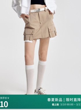 婉甸2026春季新品卡其色工装短裙裤短款A型1251P12SX2