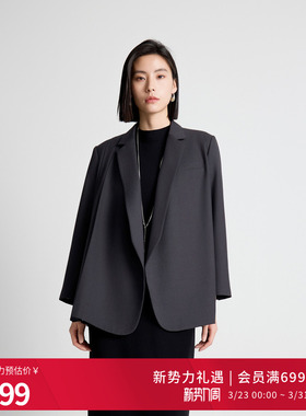 婉甸2025年秋季新品岩石灰A版西装气质女上衣西服外套1243Q05DM4