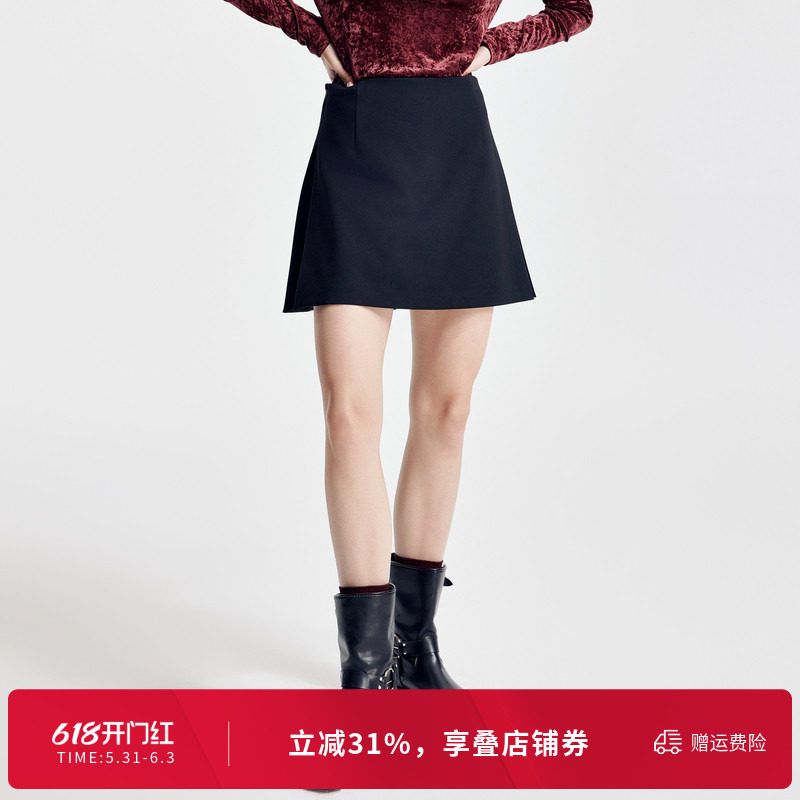 婉甸2026春季新品黑灰色A型短款短裙裤高腰简约风裙装1251K14YJ1