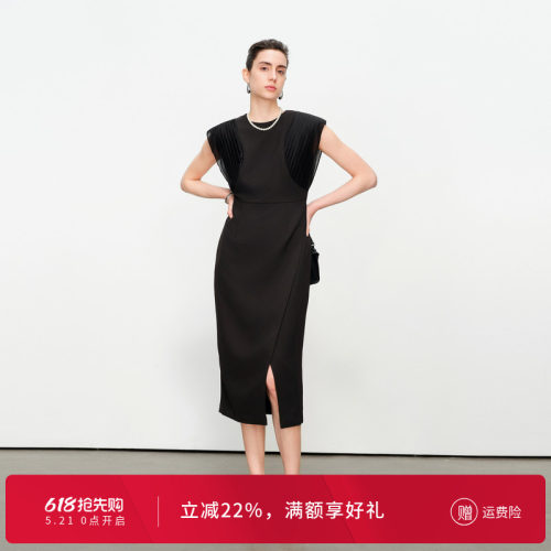 黑色无袖连衣裙