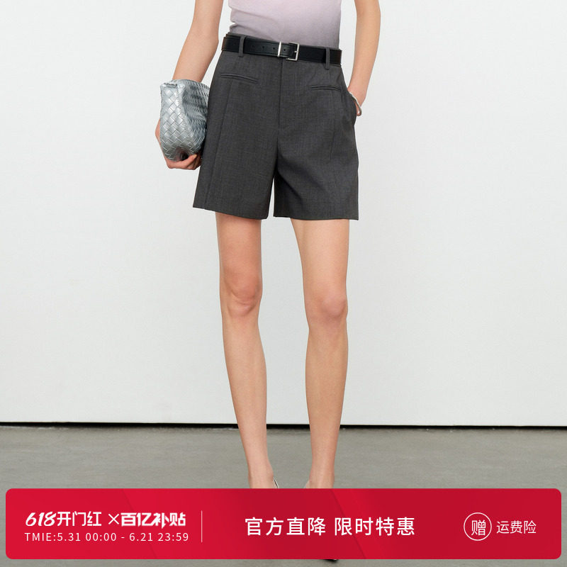 婉甸2026夏季新品原灰色系腰带女短裤休闲百搭风1252P19SD4