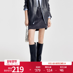 婉甸2026春新品大象灰灯芯绒A版系腰带半身裙通勤短裙1251K05GX2