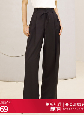 婉甸2026夏季新品黑色阔腿裤优雅风女士高腰长裤1252P05SX1YX