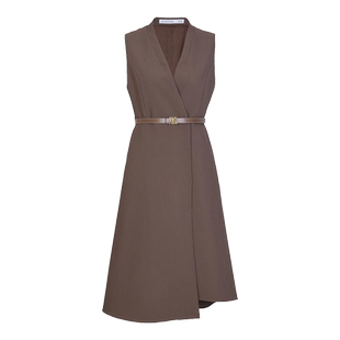 婉甸秋季新品日常上班橡子棕无袖连衣裙连身1233N12RS5