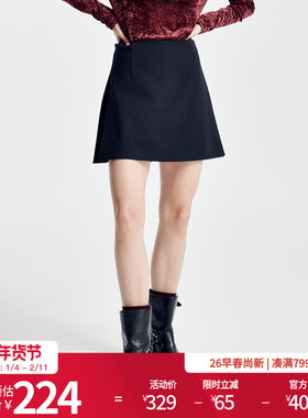 婉甸2026春季新品黑灰色A型短款短裙裤高腰简约风裙装1251K14YJ1