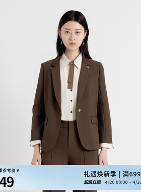 婉甸秋季古巴棕收腰西装西服外套1243Q02MD3