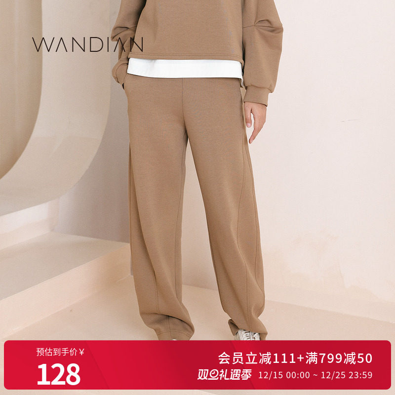 婉甸沙褐色运动休闲空气层卫裤