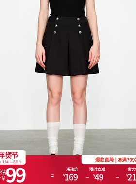 婉甸2025黑色短裙百搭风高腰半身裙1241K15XS4YX