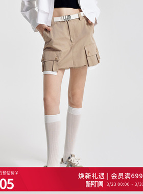 婉甸2026春季新品卡其色工装短裙裤短款A型1251P12SX2
