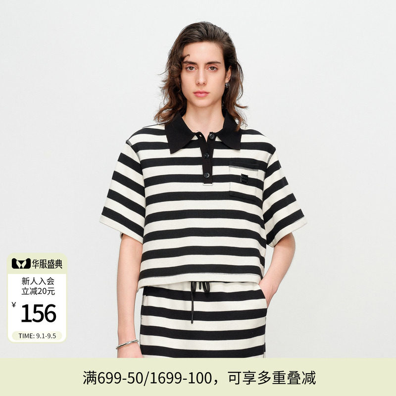 婉甸夏季航海系条纹短袖T恤1242T10SX2图片