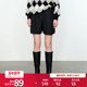 婉甸黑色短裤 A型高腰休闲裤 1234P06DM1
