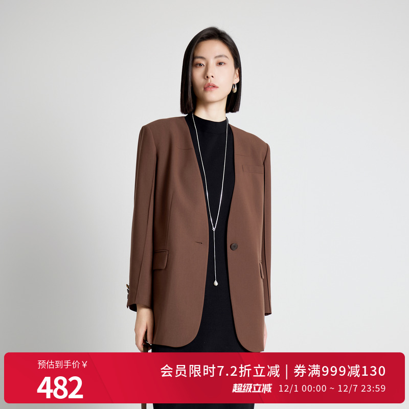 婉甸2025年秋季新品坚果棕中长款西装1243Q03MD3