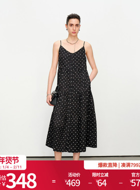 婉甸2025夏季新品黑白小波点吊带连衣裙1242N26RS3