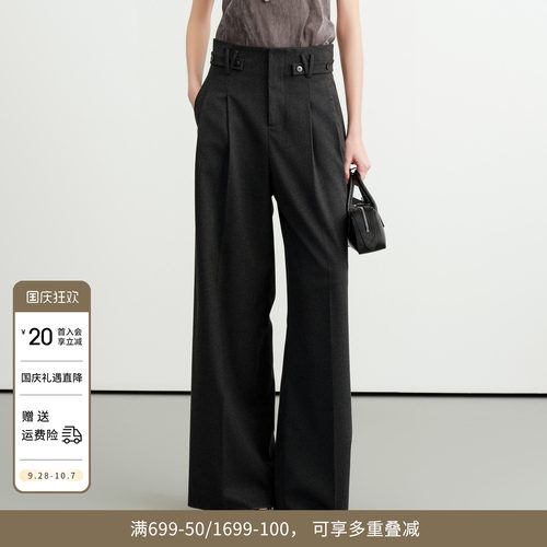 陨石灰阔腿裤