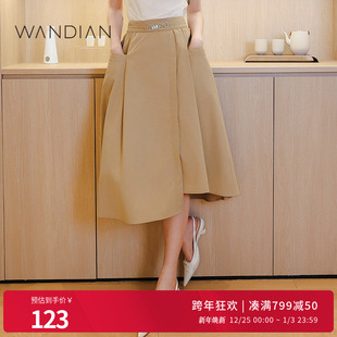 伞裙1232K08RS2 大裙摆长裙宽松A版 婉甸浅卡其长裙夏季 新品