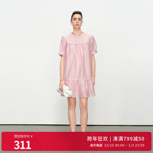 连衣裙1242N52RT4 藕粉色短袖 婉甸2025夏季 新品