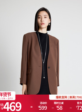 婉甸2025年秋季新品坚果棕中长款西装1243Q03MD3