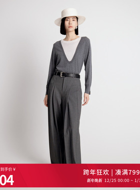 婉甸2025年秋季新品岩石灰/耀石黑阔腿裤1243P08GL2