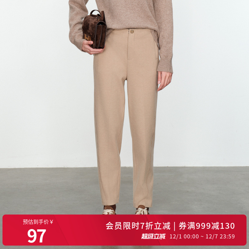 婉甸冬季新品雪松色拉绒长裤