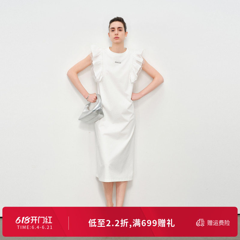 婉甸夏季云白无袖连衣裙1242N63SX4