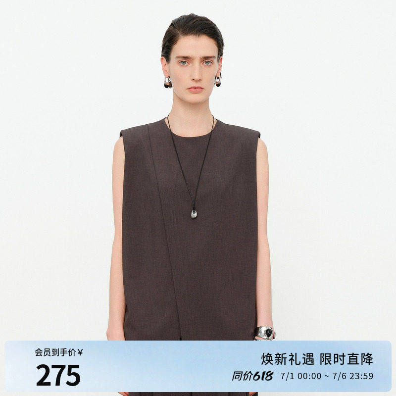 婉甸2026夏季新品原灰色无袖女百搭宽松休闲上衣1252H18SD4 - 实物图