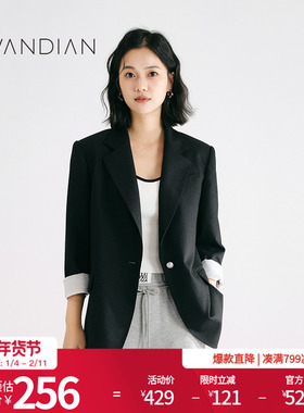 婉甸秋季通勤都市摩登黑色廓版西装上装1233Q03DM3