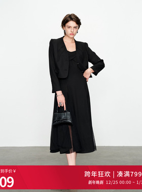 婉甸2025黑色两件套连衣裙通勤风1241N08MS2