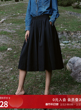 婉甸2025黑色蓬蓬裙通勤风A版伞裙半身裙1241K14RX3