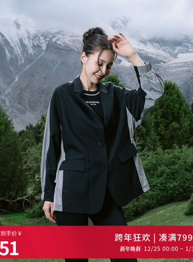 婉甸2025黑色拼接中长款外套百搭风1241O16SX3