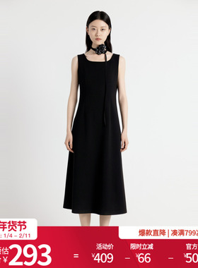 婉甸2025年秋季新品耀石黑无袖连衣裙1243N02DY2