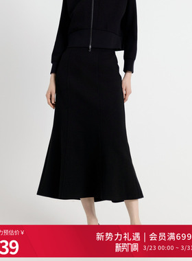 婉甸2025年秋季新品黑色鱼尾长裙鱼尾裙西装半身裙1243K05GL2