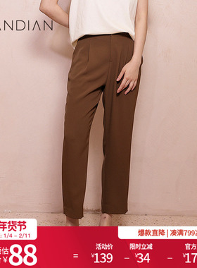 婉甸棕褐色长裤夏季新品通勤风百搭风铅笔裤休闲裤1232P17RS2