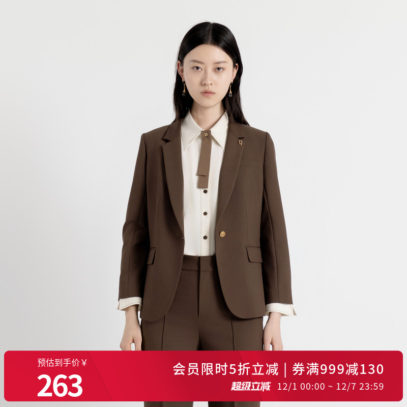 婉甸2025年秋季新品古巴棕收腰西装西服外套1243Q02MD3