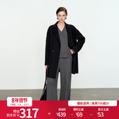 婉甸黑色双面呢大衣冬季 宽松中长款 外套1234C03SJ2YX