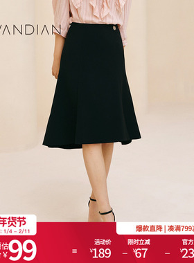 婉甸秋季日常上班黑色中裙下装1233K01RS1