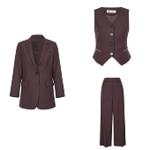 超能小太阳 西装 婉甸2026春季 新品 摩卡色中长款 X型九分袖 1251Q