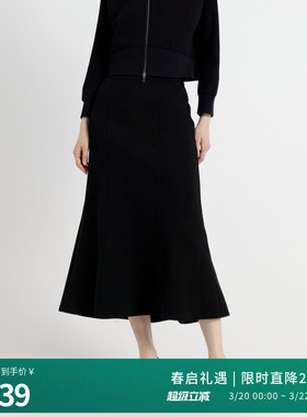 婉甸2025年秋季新品黑色鱼尾长裙鱼尾裙西装半身裙1243K05GL2