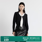 婉甸2025年秋季 气质耀石黑暗纹提花拼接通勤上衣1243H03RS1 新品
