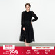 婉甸2025黑色毛织拼接新中式 连衣裙优雅风1241N03XJ1