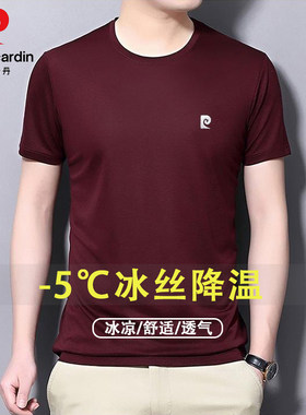 皮尔卡丹冰丝短袖T恤男夏季薄款