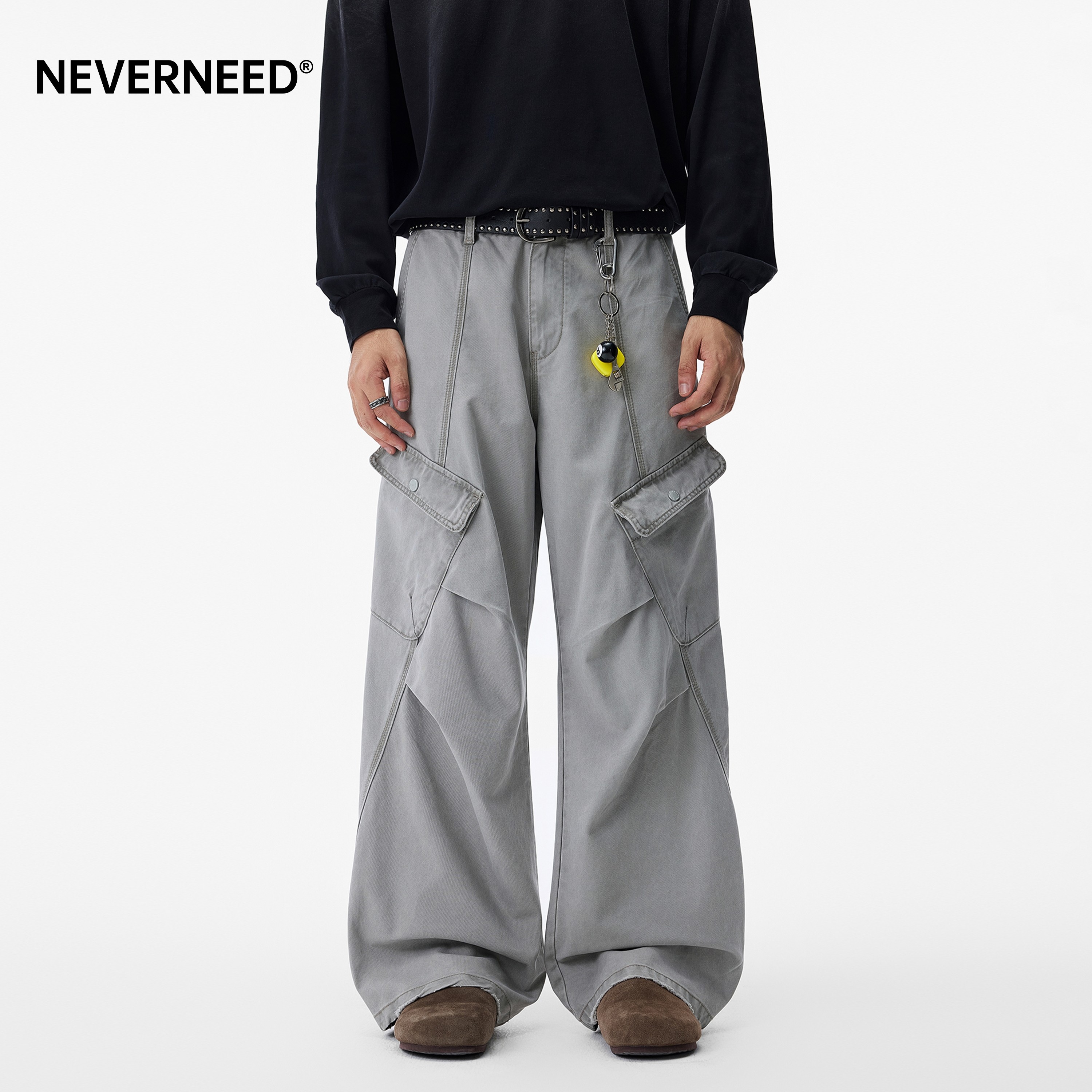 NEVERNEED拼接解构工装休闲裤男图片